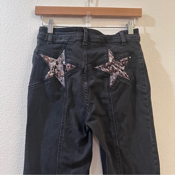 *SOLD* Free People We The Free Firecracker Flare Jeans Black Denim Size 28 - Picture 6 of 10